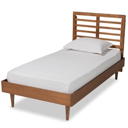 Baxton Studio Delia Mid-Century Modern Walnut Brown Finished Wood Twin Size Platform Bed